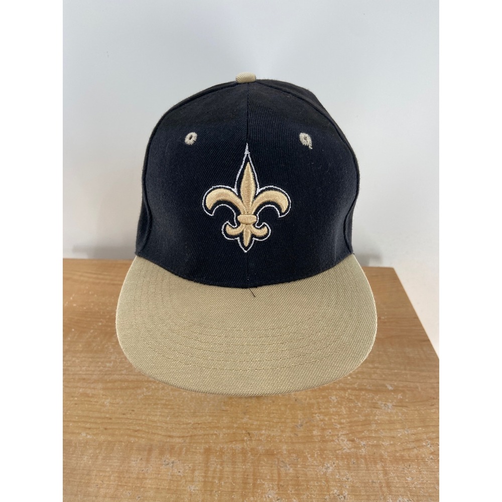 Original New Orleans Saints NFL Fitted Hat 6 3/4 Black Gold Flat Brim